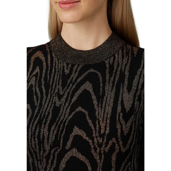 A.L.C Ziggy Glittery Mock Neck Knit Sweater Dress Size XS Black Gold - Picture 8 of 12